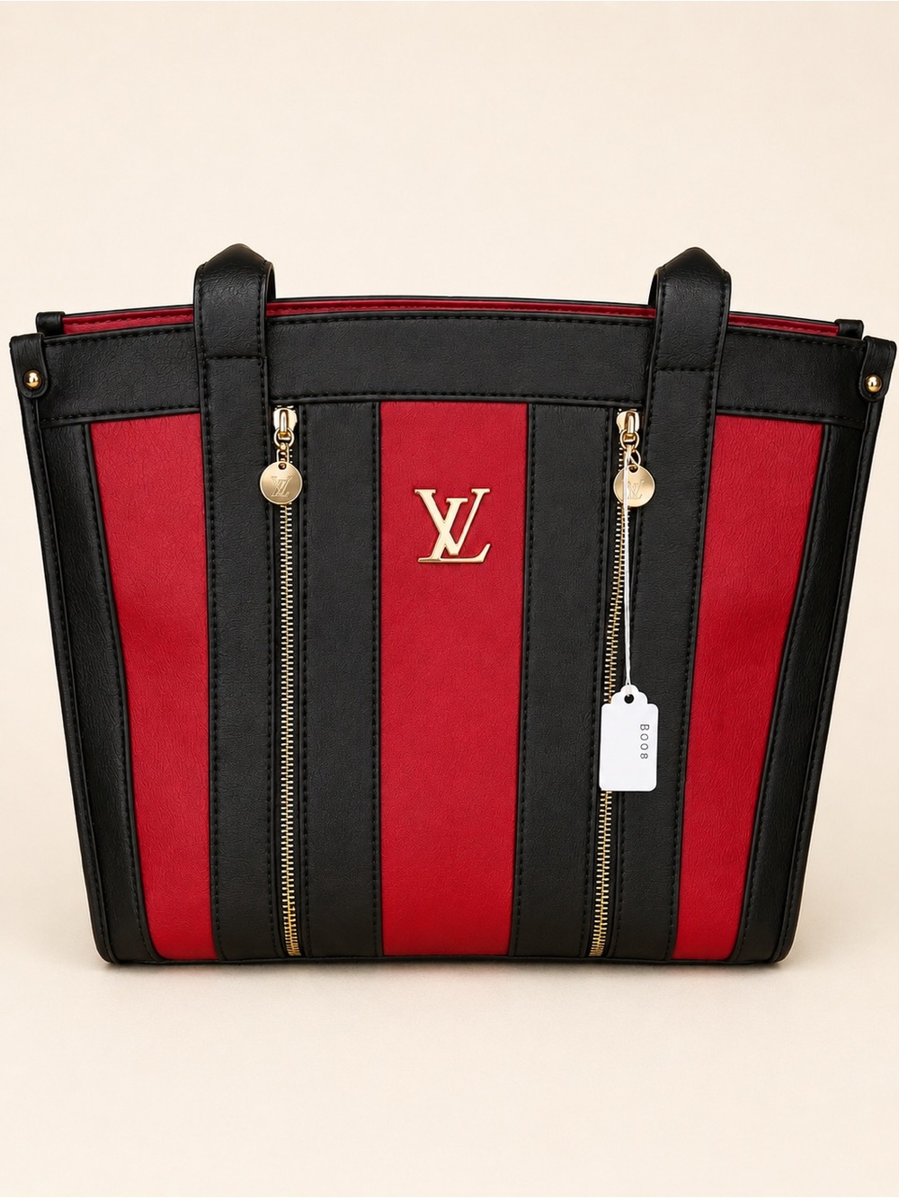 Louis Vuitton Red and Black Stripe Vertical Tote